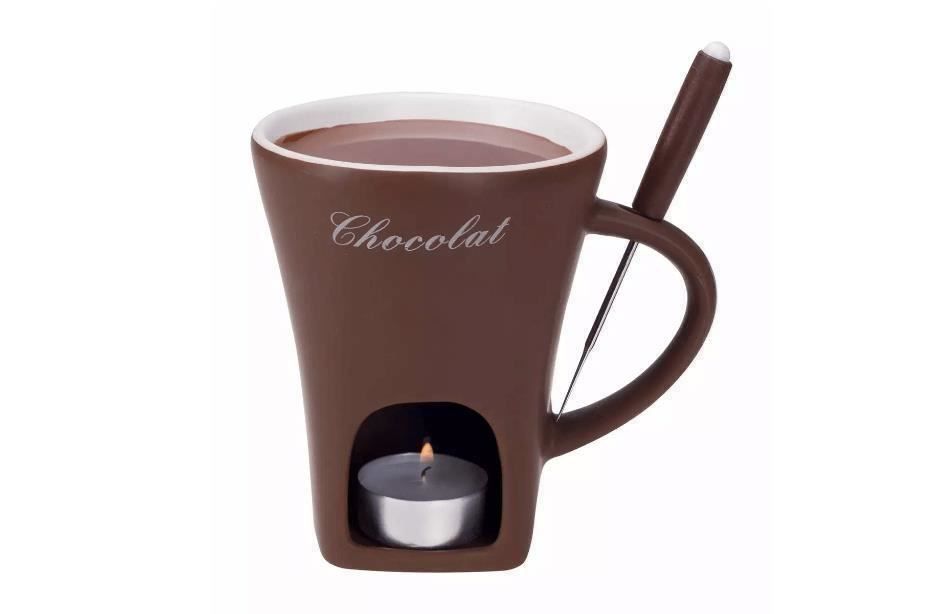 Produktbild von Schokoladenfondue Tasse | Hitzebeständig Und Aus Keramik Mit Gabel Und