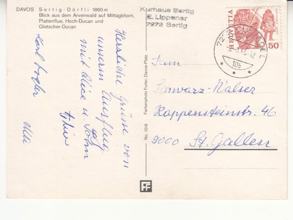 Cartoline postali: Davos Sertig 1985 – Usato da Bürglen TG venduto da StampGraf 1