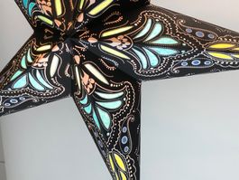 Leuchtstern - jaipur black/turquoise 60cm / mit Kabel + LED
