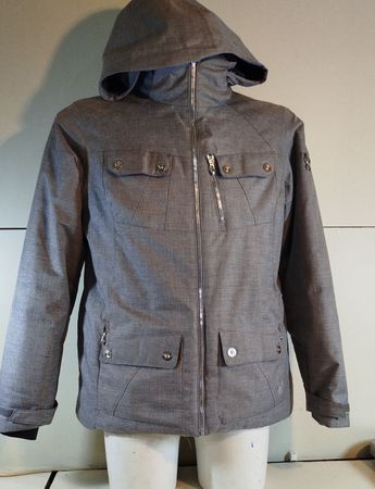Graue Winterjacke Spyder mit Kapuze, Grösse M.(em17)