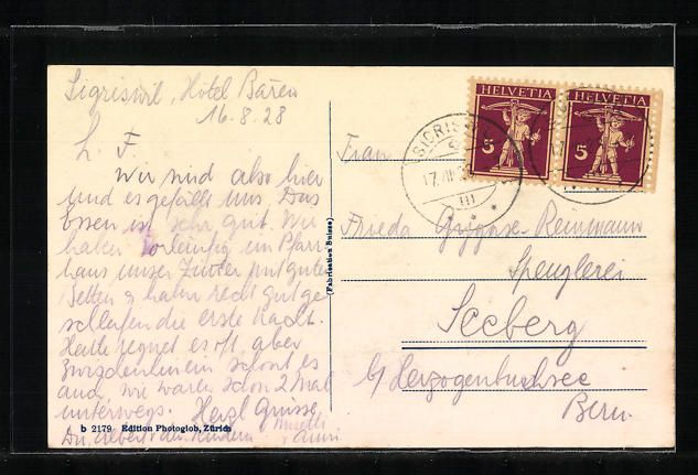 Cartoline postali: Sigriswil, Blick über den gesamten Ort  – Usato da Berlin venduto da bartko-reher 1