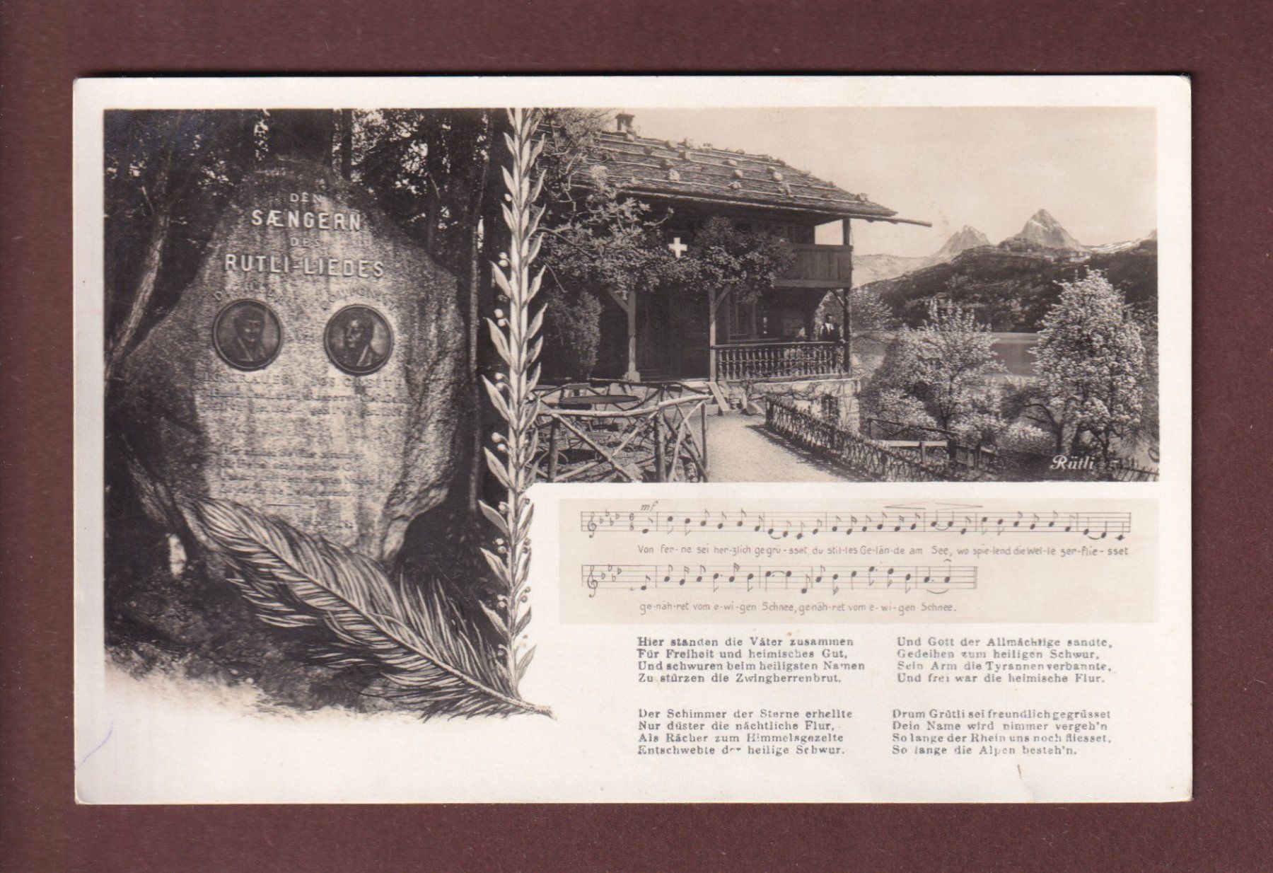 Cartoline postali: RÜTLI-LIEDES - 1933 – Usato da Pully venduto da nicecards-shop