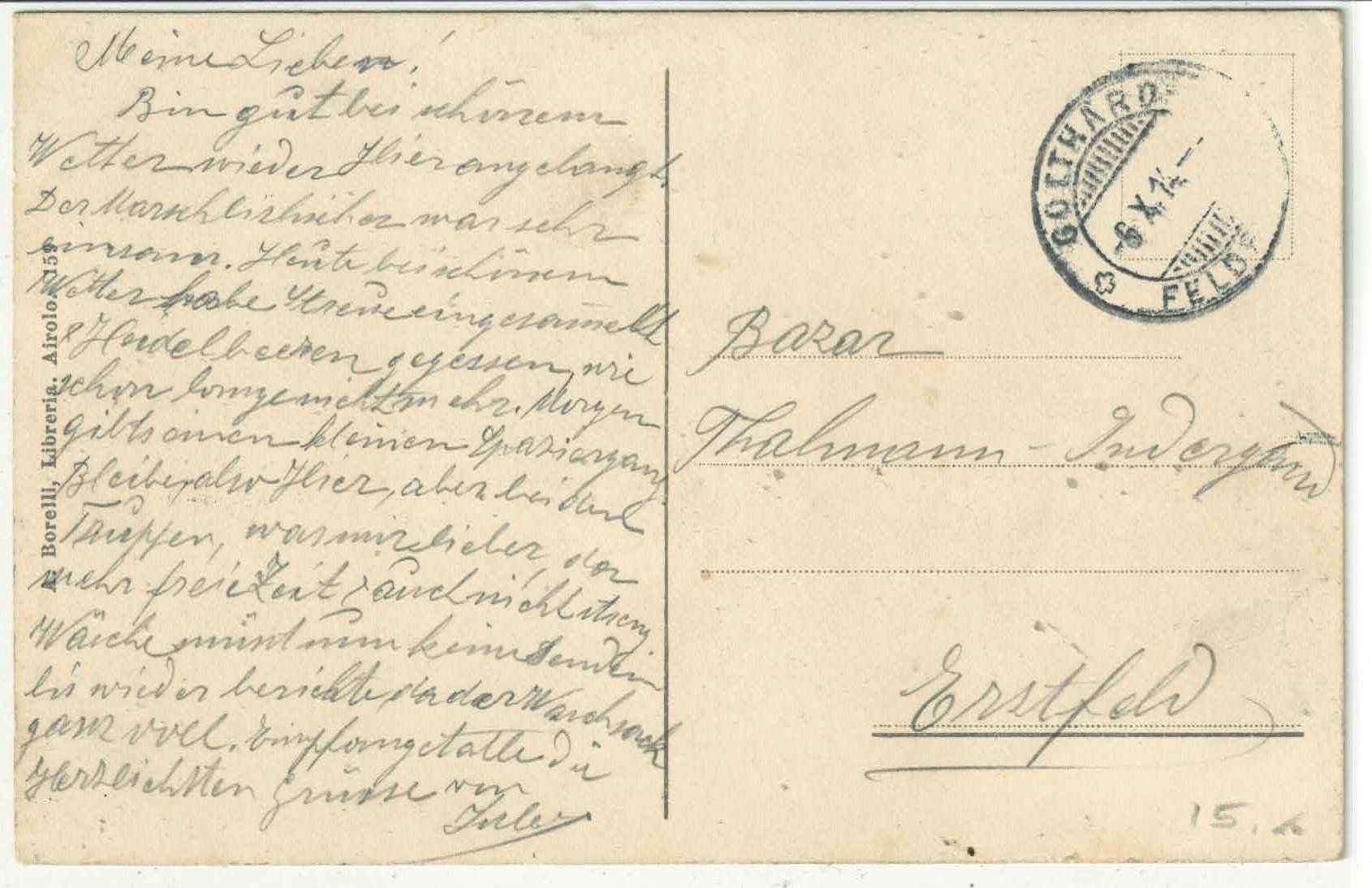 Cartoline postali: All' Acqua Ospizio - Valle Bedretto - Litho – Usato da Ettingen venduto da Kartenplanet 1