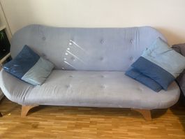 Bettsofa hellblau mit Flecken 3-Sitzer Gebraucht