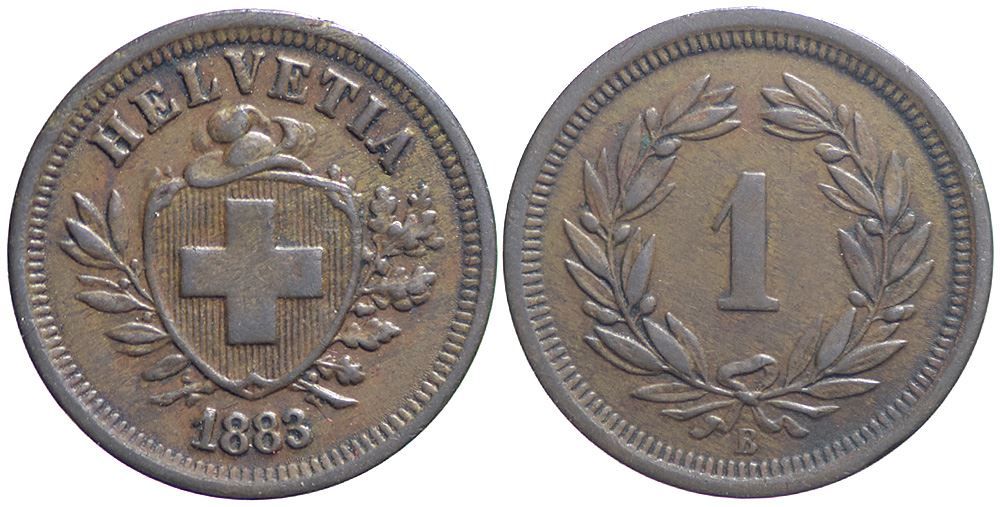 Tutti le monete: 1 Rappen 1883 (03) – Usato da Chiasso venduto da Novamarketing
