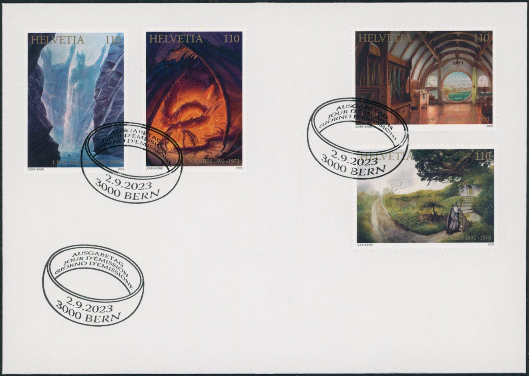Alle Briefmarken: 2023 - Tolkien - Ersttagsbrief FDC ET – Gebraucht aus Schindellegi von leecollect