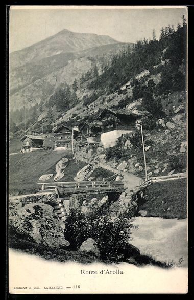 Cartoline postali: Arolla, Route d'Arolla, Flusspartie mit  – Usato da Berlin venduto da bartko-reher