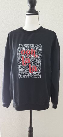 Schwarzer "Ooh la la" Pullover, Grösse L, neuwertig