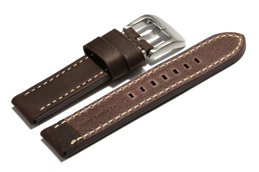 Bracciali & Braccialetti: Uhrenarmband extra stark Leder Vintage 20mm dunkelbraun – Nuovo e nell'imballaggio originale da Wittenbach venduto da uhrenzubehoer24 1
