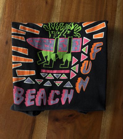 Vintage Sergio Tacchini T-Shirt schwarz, Fluo Print, BoxyFit