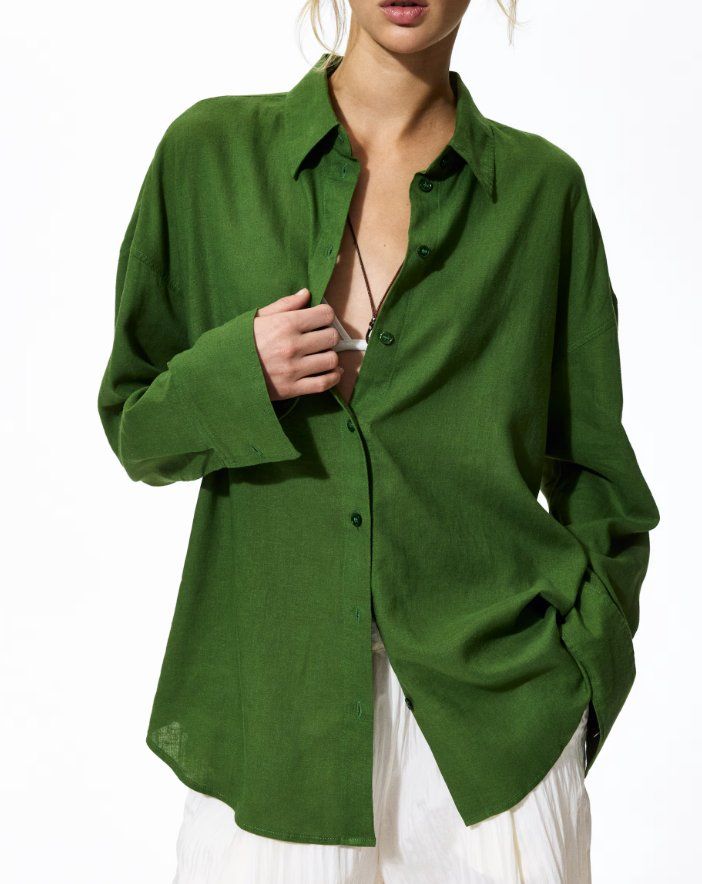 H&M Blusen: Leinenbluse / grün Gr. M / neu! – Neu (gemäss Beschreibung) aus Winterthur von kuhnanto