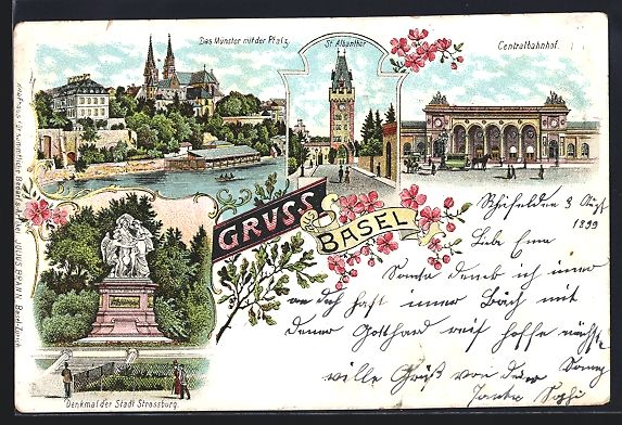 Cartes postales: Litho Basel, Centralbahnhof, St. Albanth – D'occasion à Berlin par bartko-reher