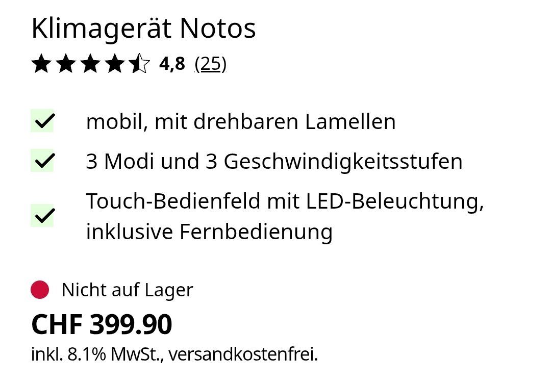 Climatiseurs: Klimagerät Notos – Neuf (Voir description) à Rotkreuz par NextChance 6
