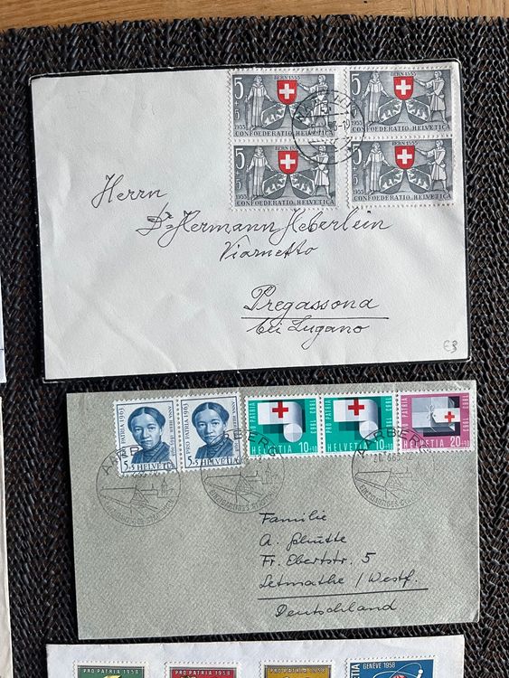 Tutti i francobolli: 7 enveloppes avec timbres Pro Patria année 55/58/63/65/68/75 – Usato da Châtel-St-Denis venduto da Vaillant1 2
