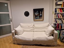Sofa 2-Sitzer weiss Stoffbezug gebraucht guter Zustand