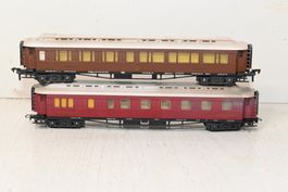 2x Eisenbahnwagen Personenwagen Mitropa Liliput HO/DC