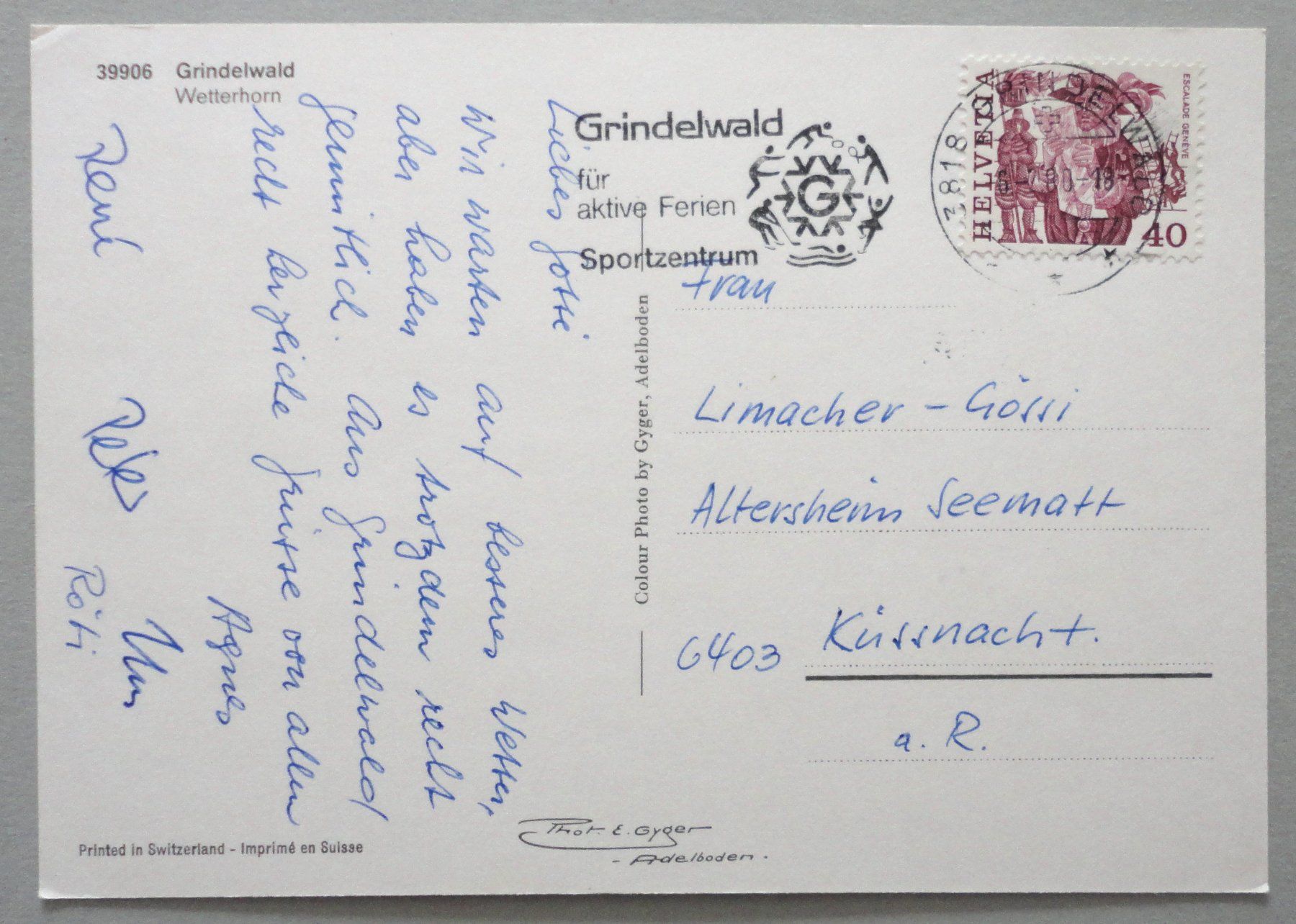 Cartoline postali: Grindelwald - Wetterhorn – Usato da Fétigny venduto da Billy2miny 1