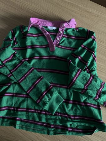 NEXT Polo gestreift grün pink Grösse L Baumwolle