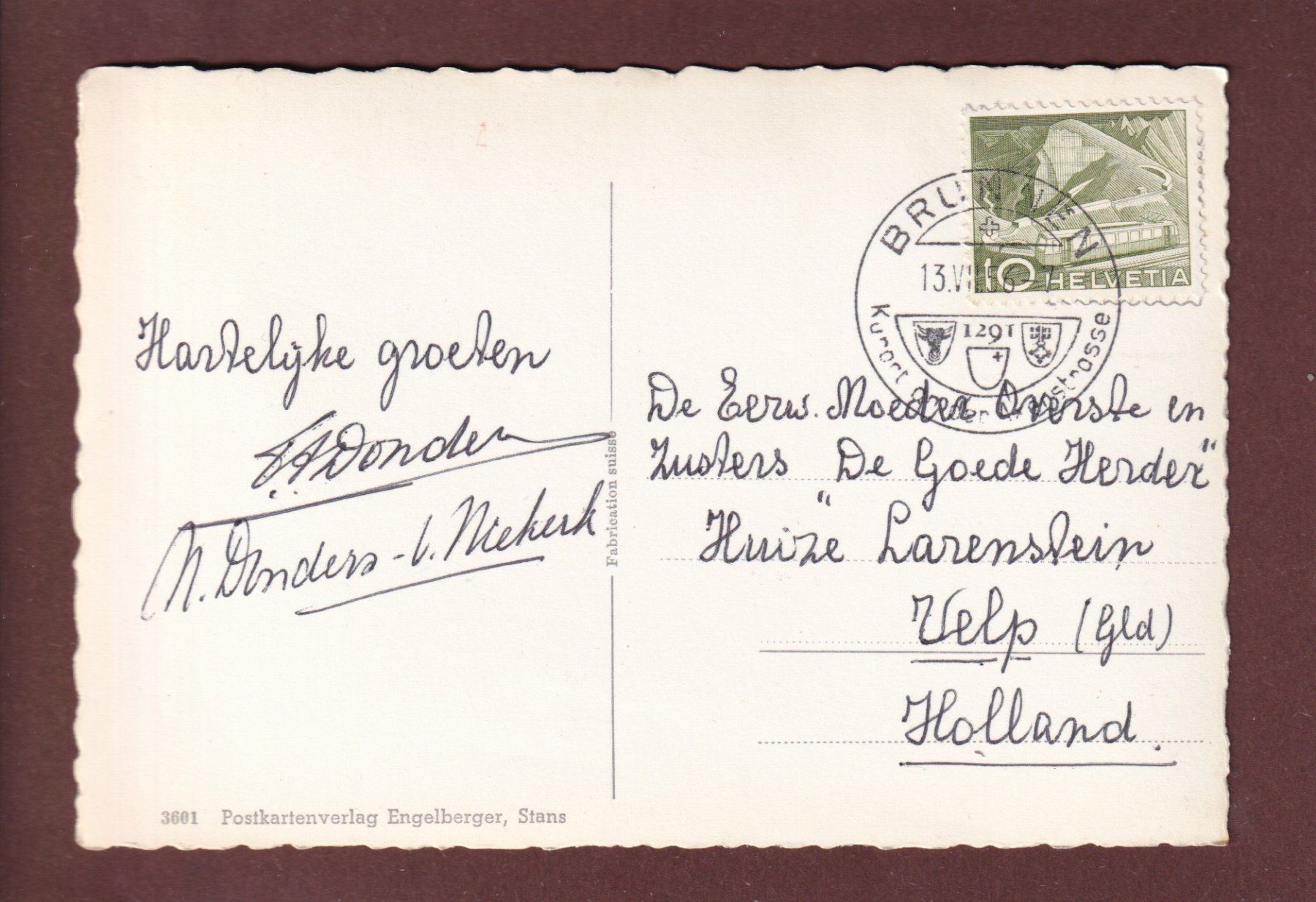 Cartoline postali: URNERSEE - Urirotstock - 1956 – Usato da Pully venduto da nicecards 1