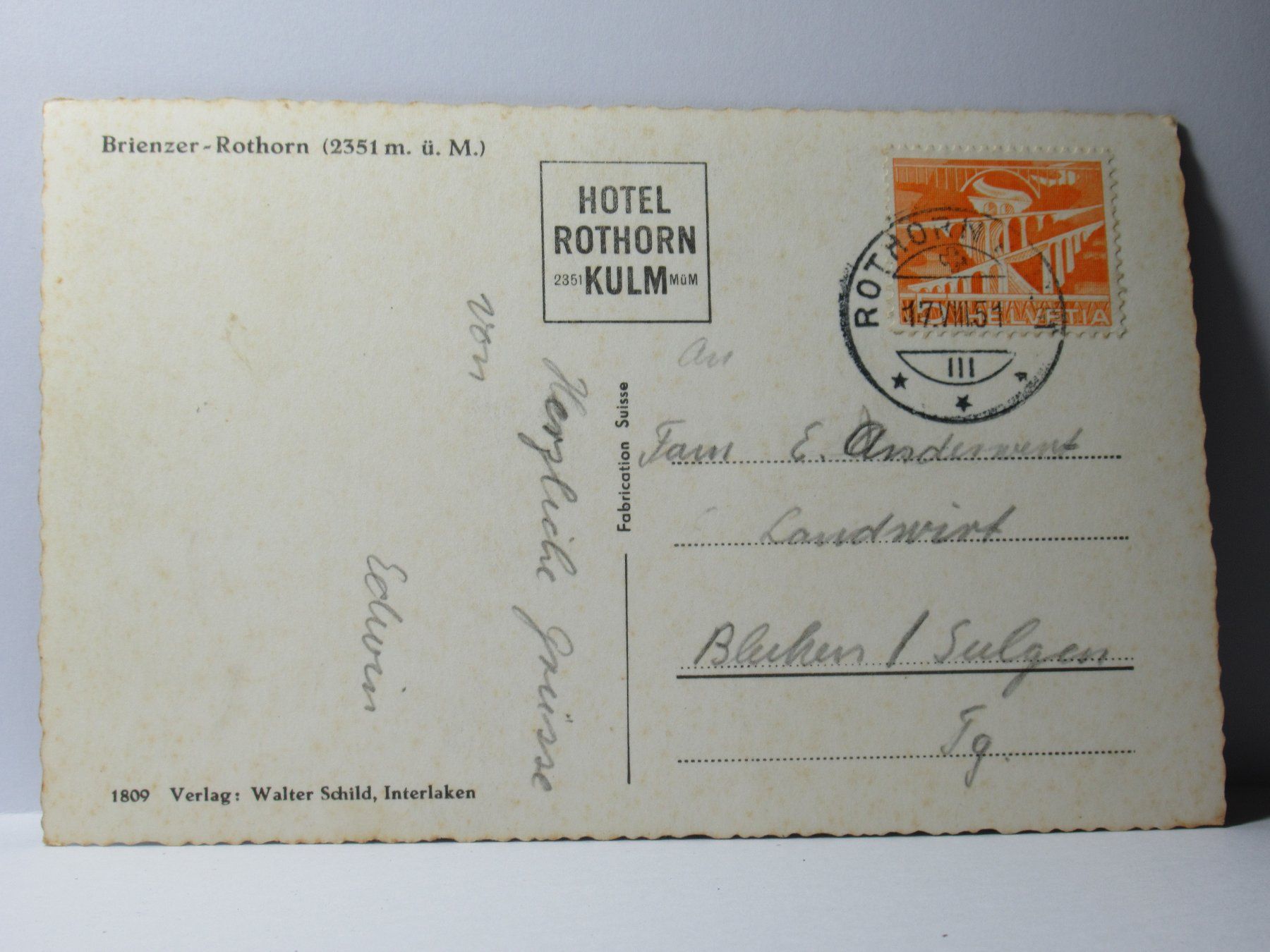 Cartes postales: Brienzer  - Rothorn  1951 – D'occasion à Grenchen par Bluemchen1900 2