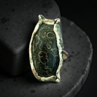 Statementring Silber mit Schildkrötenjaspis, Ringgrösse 60,5