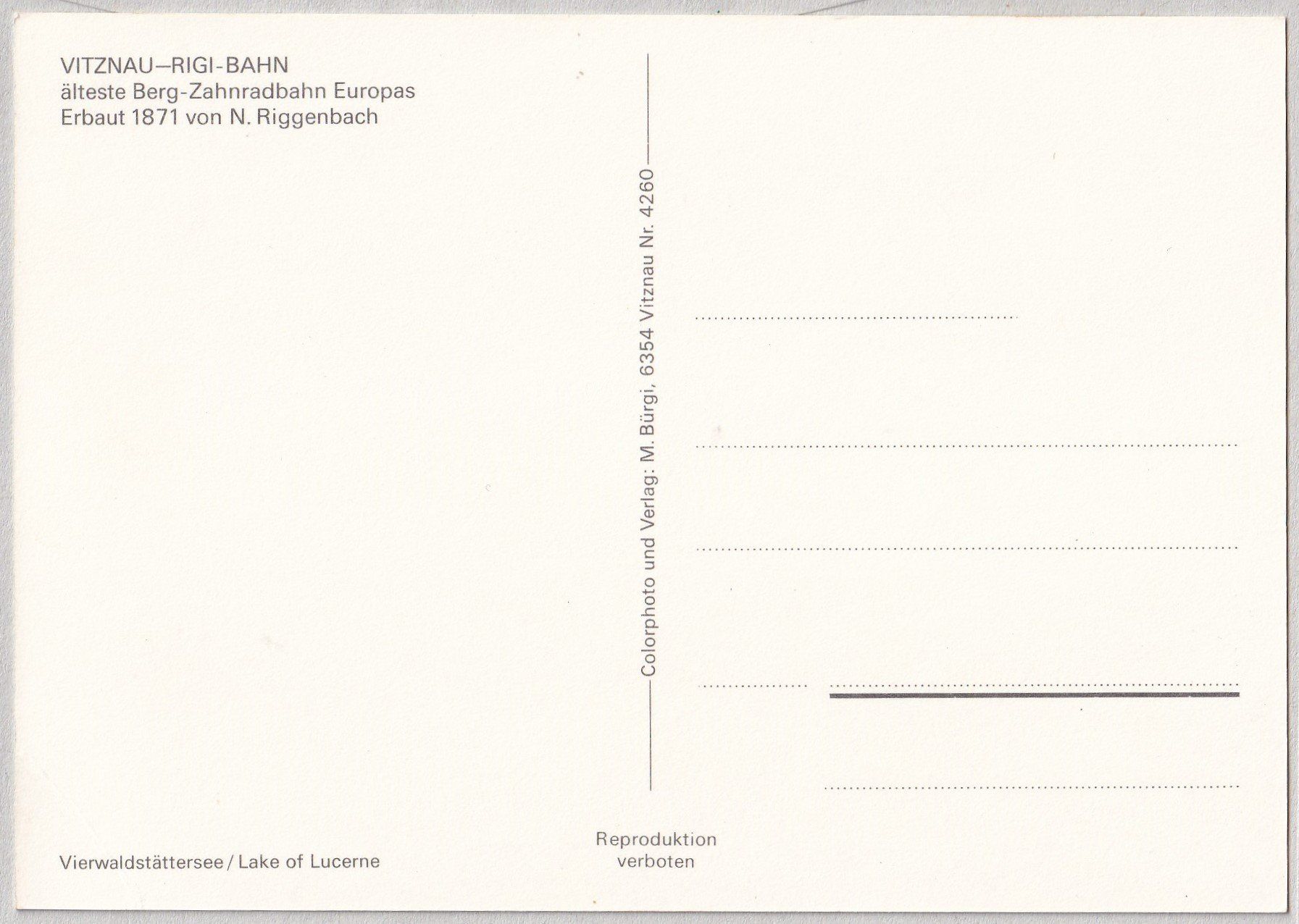 Cartes postales: Vitznau-Rigi Bahn – Neuf (Voir description) à Castione par Rx-stamps 1