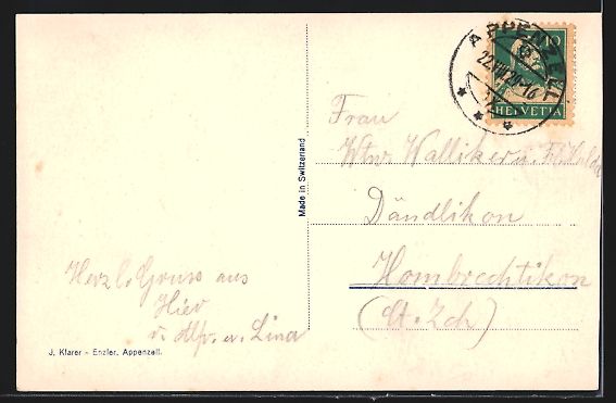 Cartoline postali: Appenzell, Totalansicht aus der Vogelsch – Usato da Berlin venduto da bartko-reher 1