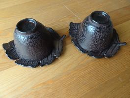 Wunderschöne gusseiserne Teeschalen mit Untersatz