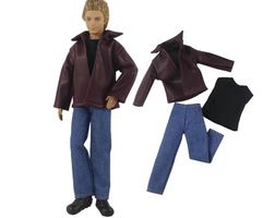 BARBIE LEDERJACKE, HOSE, SHIRT FÜR KEN