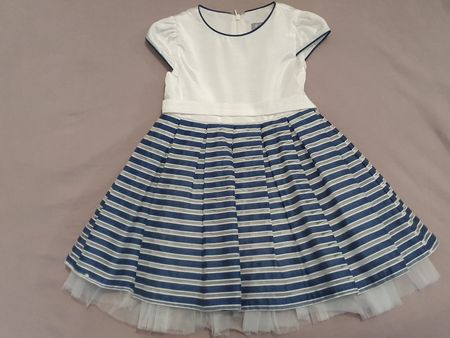 Mädchenkleid weiss-blau gestreift Gr. 92 festlich Hochzeit