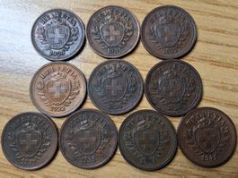 Lot 1 Rappen 1929/41 - Lot 10 Stück!