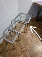 Designer-Beistelltisch Chrom & Glas 50×50 cm