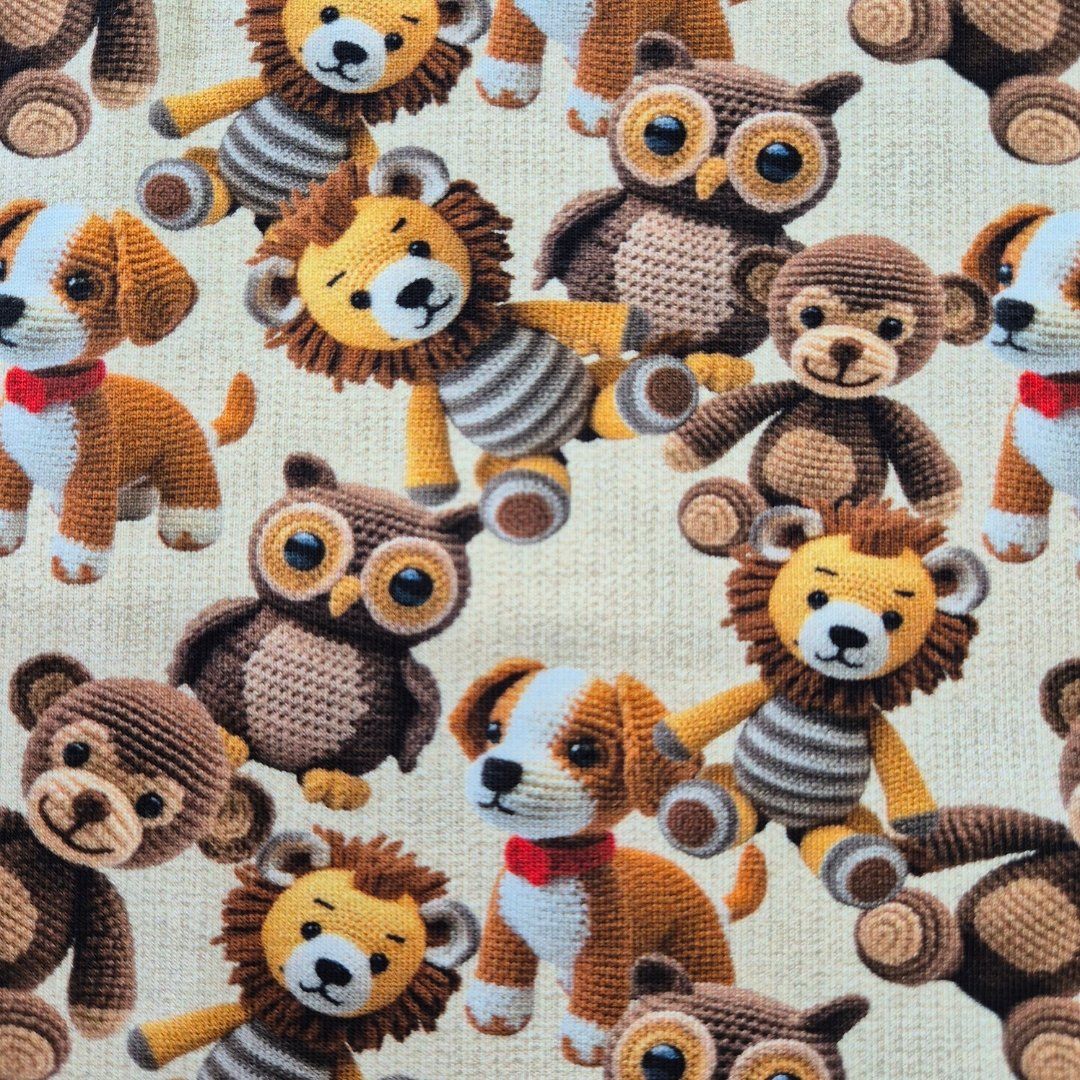 Tessuti: Jersey Häkeltiere creme – Nuovo e nell'imballaggio originale da Winterthur venduto da Kimbana