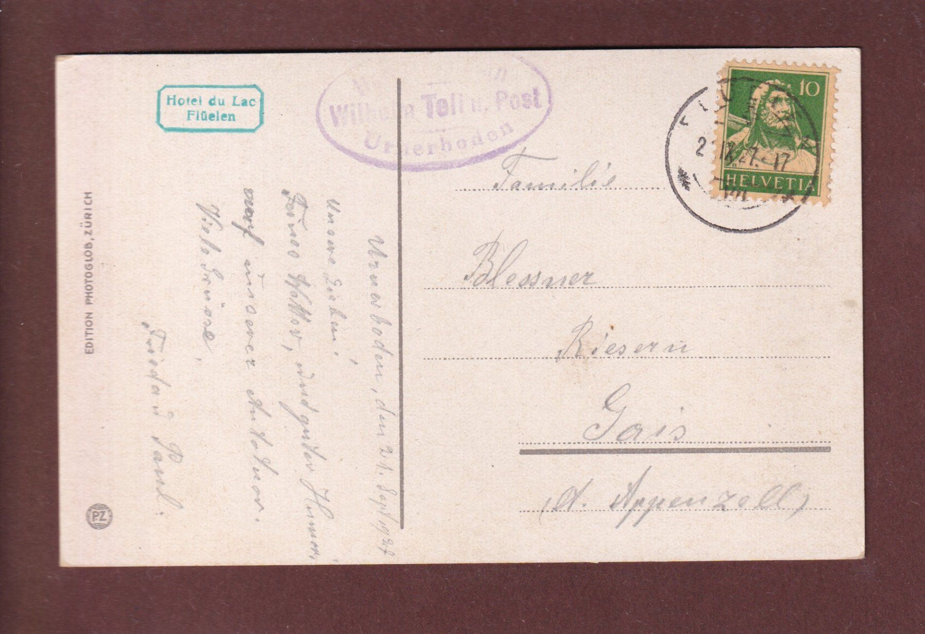 Cartoline postali: KLAUSENSTRASSE - Vogeschau - 1927 – Usato da Pully venduto da nicecards 1