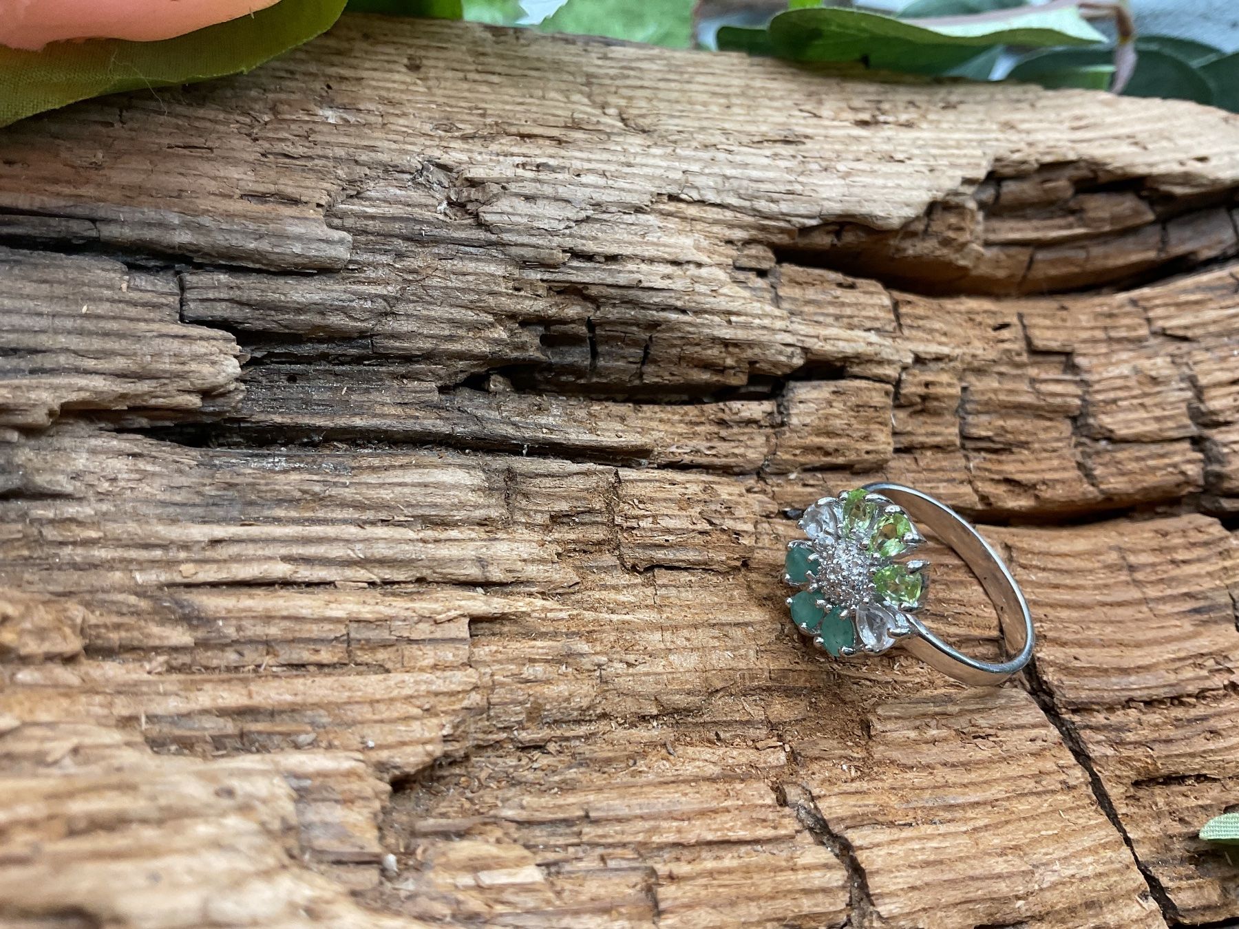 Anelli: Silberring mit Smaragd, Peridot und Topas, Gr. 55.5, – Nuovo (secondo la descrizione) da Luzern venduto da S.Kern01 4