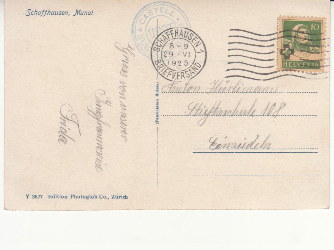 Ansichtskarten: Schaffhausen Munot 1925 – Gebraucht aus Bürglen TG von StampGraf 1