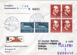 BELEG VON OSLO NACH SPÂNGA NACHNAHME SAUBER GESTEMPELT -SP55