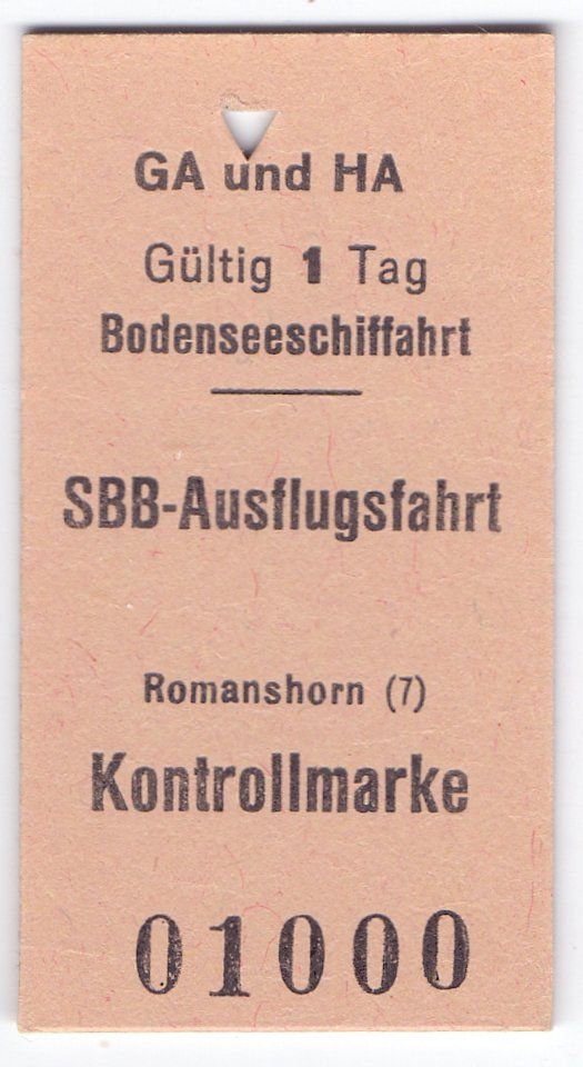Biglietti: Billette Romanshorn 7 SBB-Ausflugsfahrt Bodenseeschifffahrt – Usato da Langenthal venduto da Sammlungs_aus