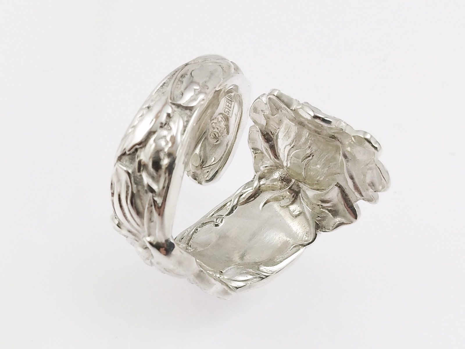 Ringe: Offener massiver Silberring im Jugendstil mit Blumen-Design – Neu und originalverpackt aus Meilen von Byrd-bijoux 5