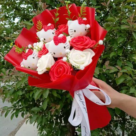 Tutte le decorazioni: Bouquet peluche Hello Kitty – Nuovo e nell'imballaggio originale da Saignelégier venduto da onekeystore