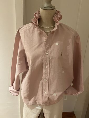 Ralph Lauren Hemd Gr. 16.5 (42cm) rosa Blumenapplikationen 1
