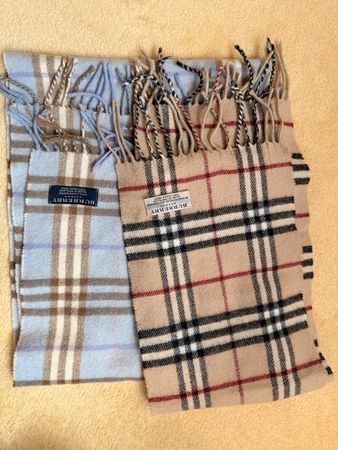 2 Burberry Schal Karo Blau Beige - guter Zustand