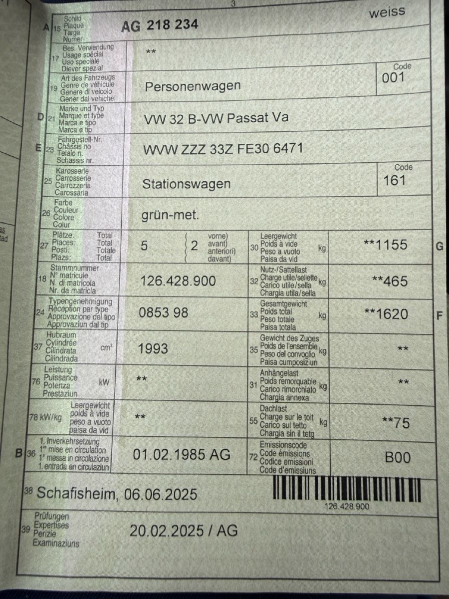VW Automobili: VW Passat Oldtimer, JG 1995 5-Zylinder – Usato da Kölliken venduto da Cysse 5
