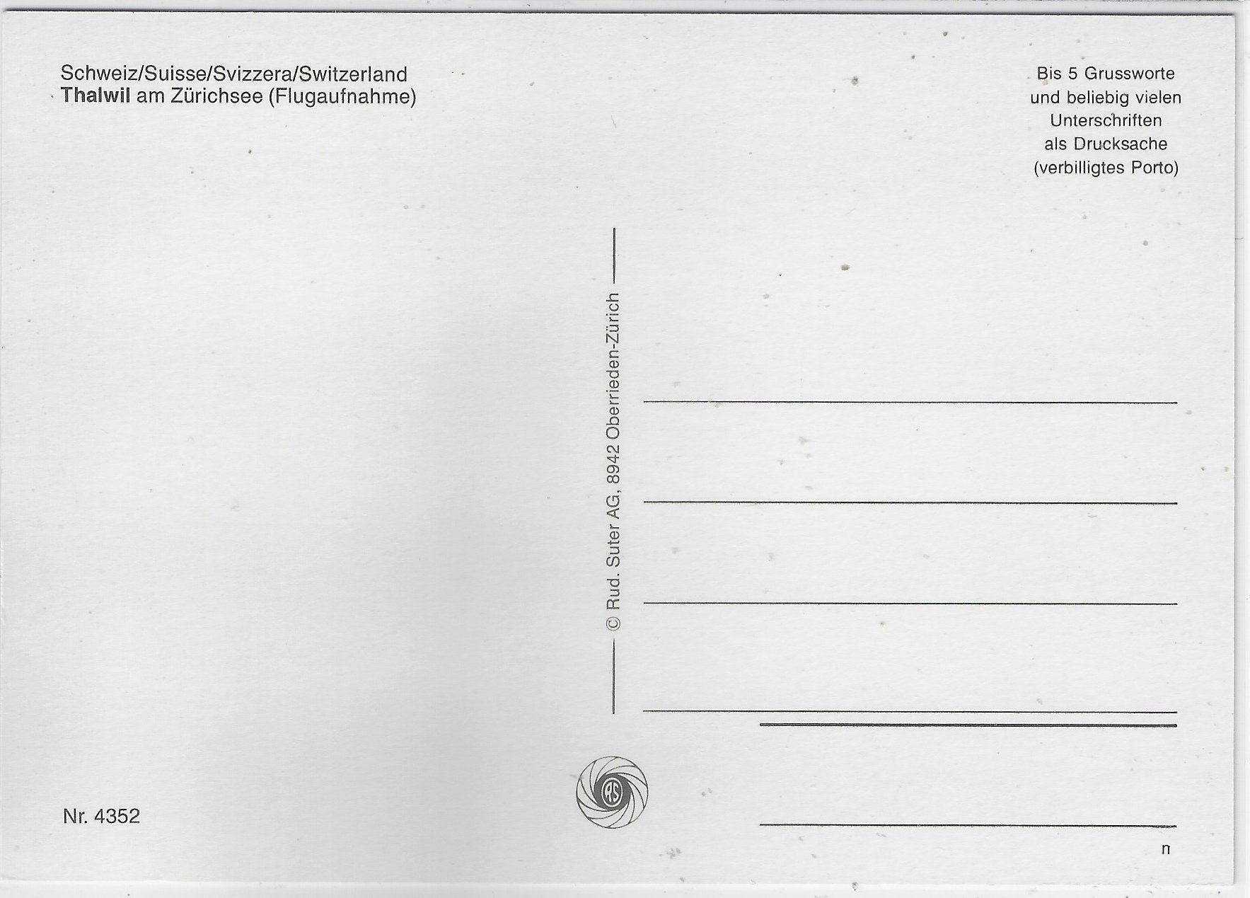 Cartoline postali: Flugaufnahme Thalwil – Usato da Ettingen venduto da Kartenplanet 1