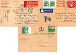 3x Ganzsache Postkarte Nachgebühr / Taxe