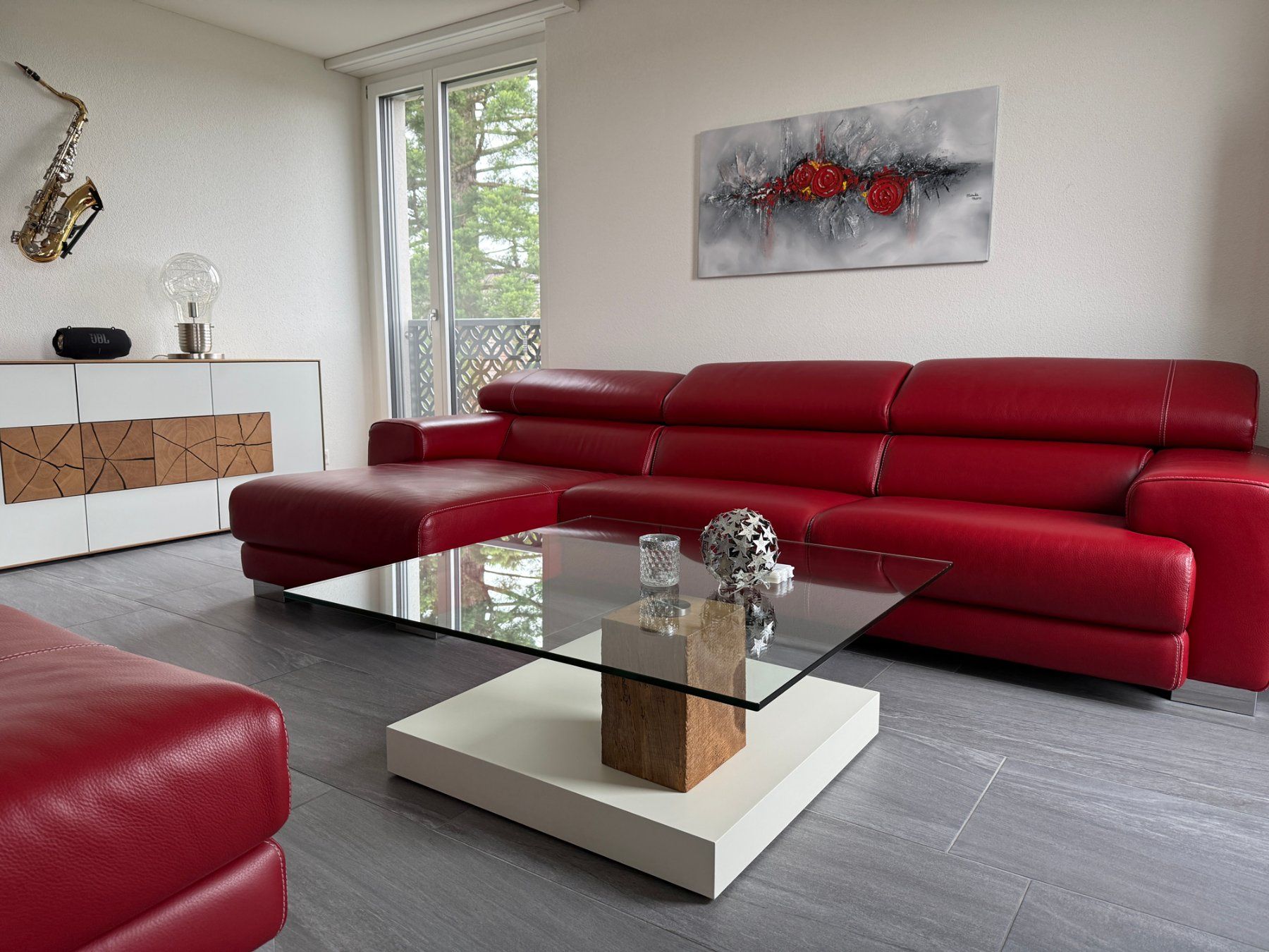 Divani: CALIA Italia Designer Leder-Ecksofa Rubinrot – Usato da Seengen venduto da ackleca