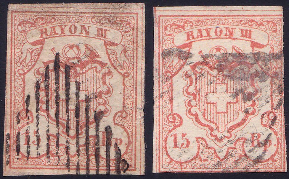 Tutti i francobolli: 2 Werte mit kl. Mängeln, Type 4 kl. Einriss rechts mittig, – Usato da Wenslingen venduto da riger11