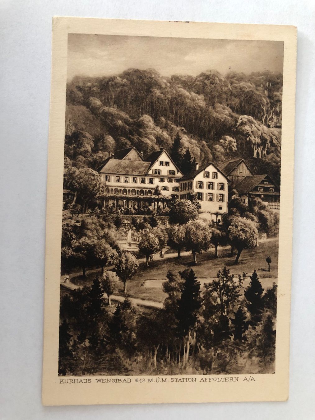 Cartoline postali: Kurhaus Wengibad  - Station Affoltern a A 1929 – Usato da Pfäffikon ZH venduto da Waltoversand