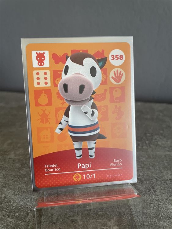 SUPER OFFERTA! Carta Amiibo Papi # 358 Animal Crossing AUTENTICA