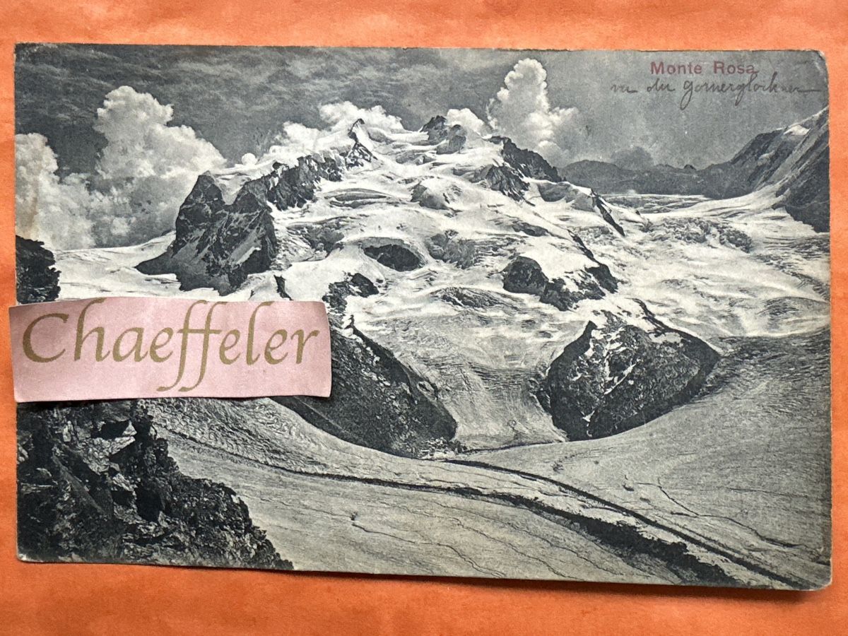 Cartoline postali: 1908 Monte Rosa  – Usato da Zürich venduto da Chaeffeler